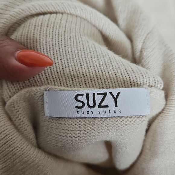 Suzy Shier Knitted Turtleneck Long Sleeves Sweater Small Off White - Picture 10 of 16